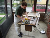 Mike fixing the kitchen door
