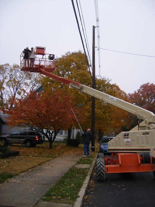 Ashlyn & Heather on the boom lift.