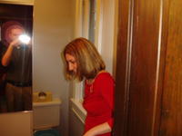 Heather in master bathroom