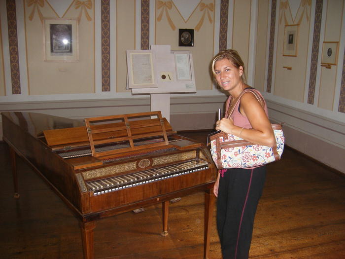 Heather by an instrument that Haydn played