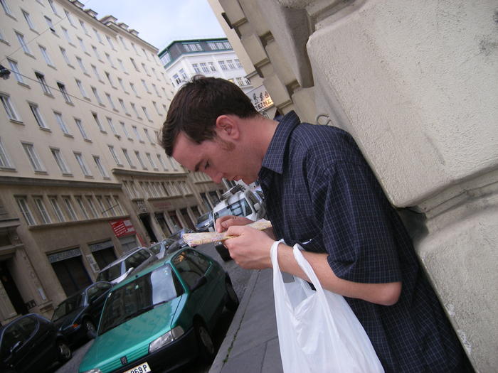 Mike finding the first hotel in Vienna