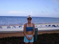 Heather near the Moon Palace beach (we liked Cancun Palace's beach better).