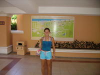 Heather at the map of the resort.