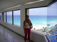Heather in the hall that leads to our room.