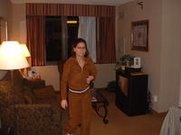 Heather in our hotel room