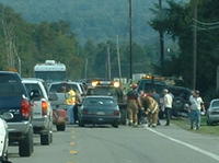 Obviously the driver was distracted by the "Banjo Bar-B-Q"