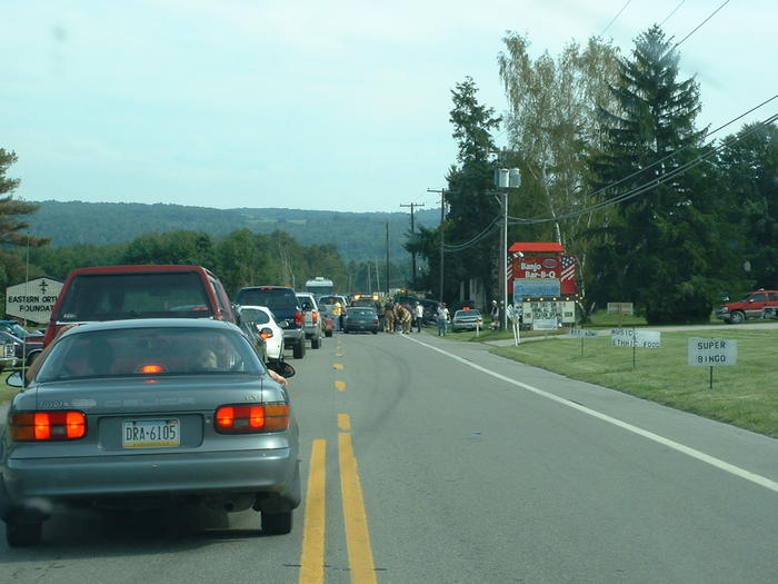 Obviously the driver was distracted by the "Banjo Bar-B-Q"