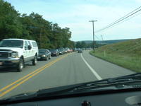 After Mike finally gets past the accident... the cars going the other direction!